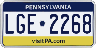 PA license plate LGE2268