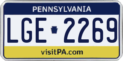 PA license plate LGE2269