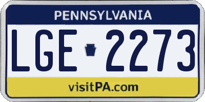 PA license plate LGE2273