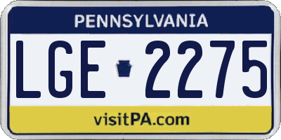 PA license plate LGE2275