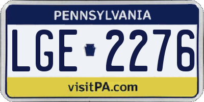 PA license plate LGE2276