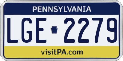 PA license plate LGE2279