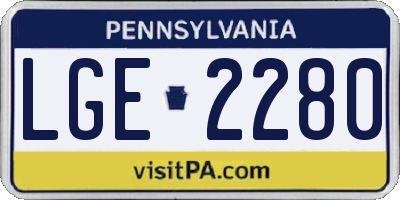 PA license plate LGE2280