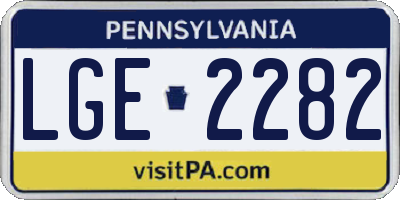 PA license plate LGE2282