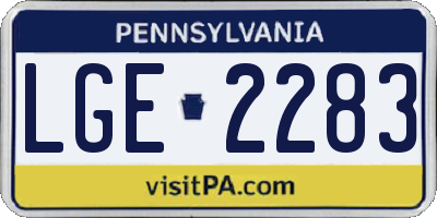 PA license plate LGE2283