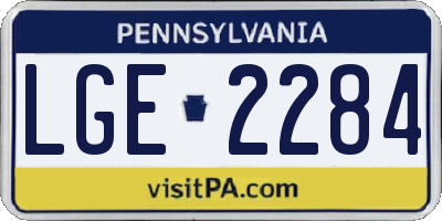PA license plate LGE2284
