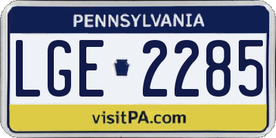 PA license plate LGE2285