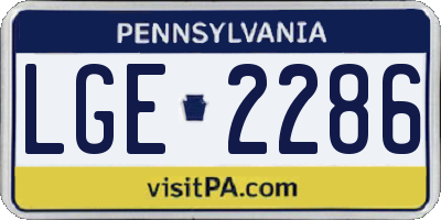 PA license plate LGE2286