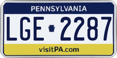 PA license plate LGE2287