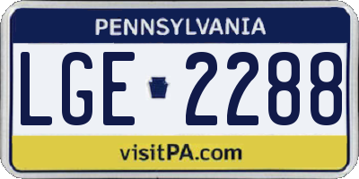 PA license plate LGE2288