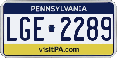 PA license plate LGE2289