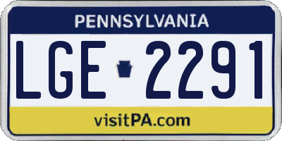 PA license plate LGE2291