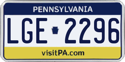 PA license plate LGE2296