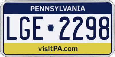 PA license plate LGE2298