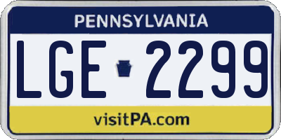 PA license plate LGE2299