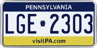 PA license plate LGE2303