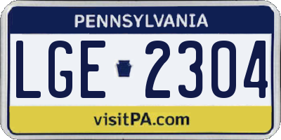PA license plate LGE2304