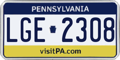 PA license plate LGE2308