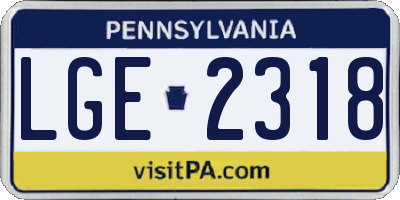 PA license plate LGE2318