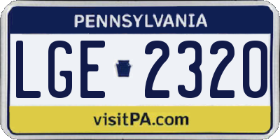 PA license plate LGE2320