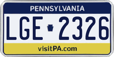 PA license plate LGE2326