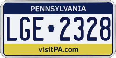 PA license plate LGE2328