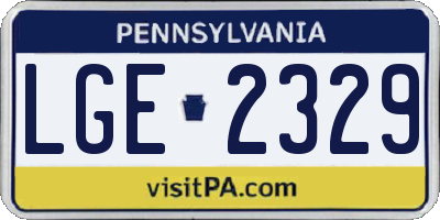 PA license plate LGE2329