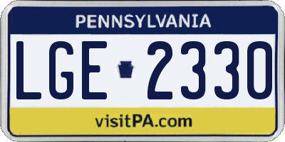 PA license plate LGE2330