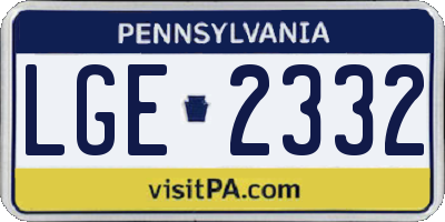 PA license plate LGE2332