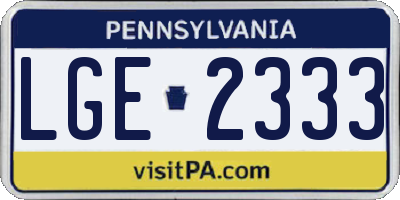 PA license plate LGE2333