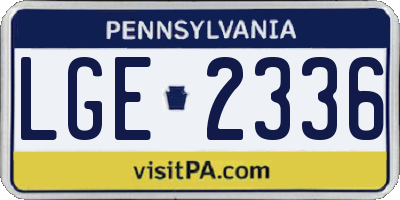 PA license plate LGE2336