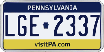 PA license plate LGE2337