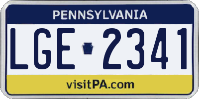 PA license plate LGE2341