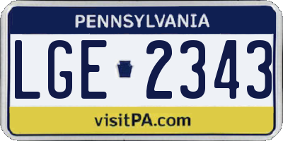 PA license plate LGE2343