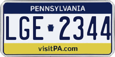 PA license plate LGE2344