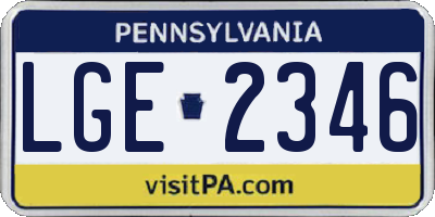 PA license plate LGE2346