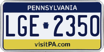 PA license plate LGE2350