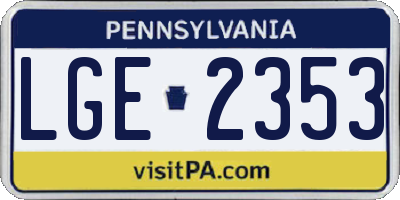 PA license plate LGE2353