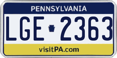 PA license plate LGE2363