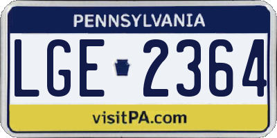 PA license plate LGE2364