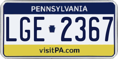 PA license plate LGE2367
