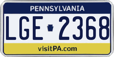 PA license plate LGE2368