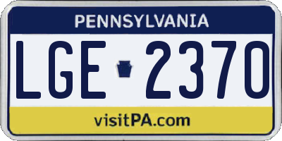 PA license plate LGE2370