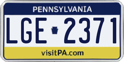 PA license plate LGE2371