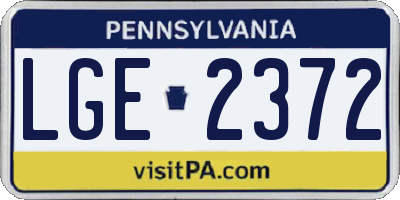 PA license plate LGE2372