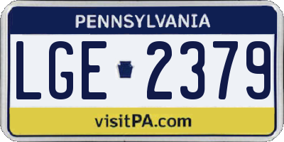 PA license plate LGE2379