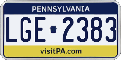 PA license plate LGE2383