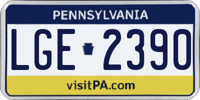 PA license plate LGE2390