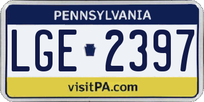 PA license plate LGE2397