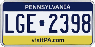 PA license plate LGE2398